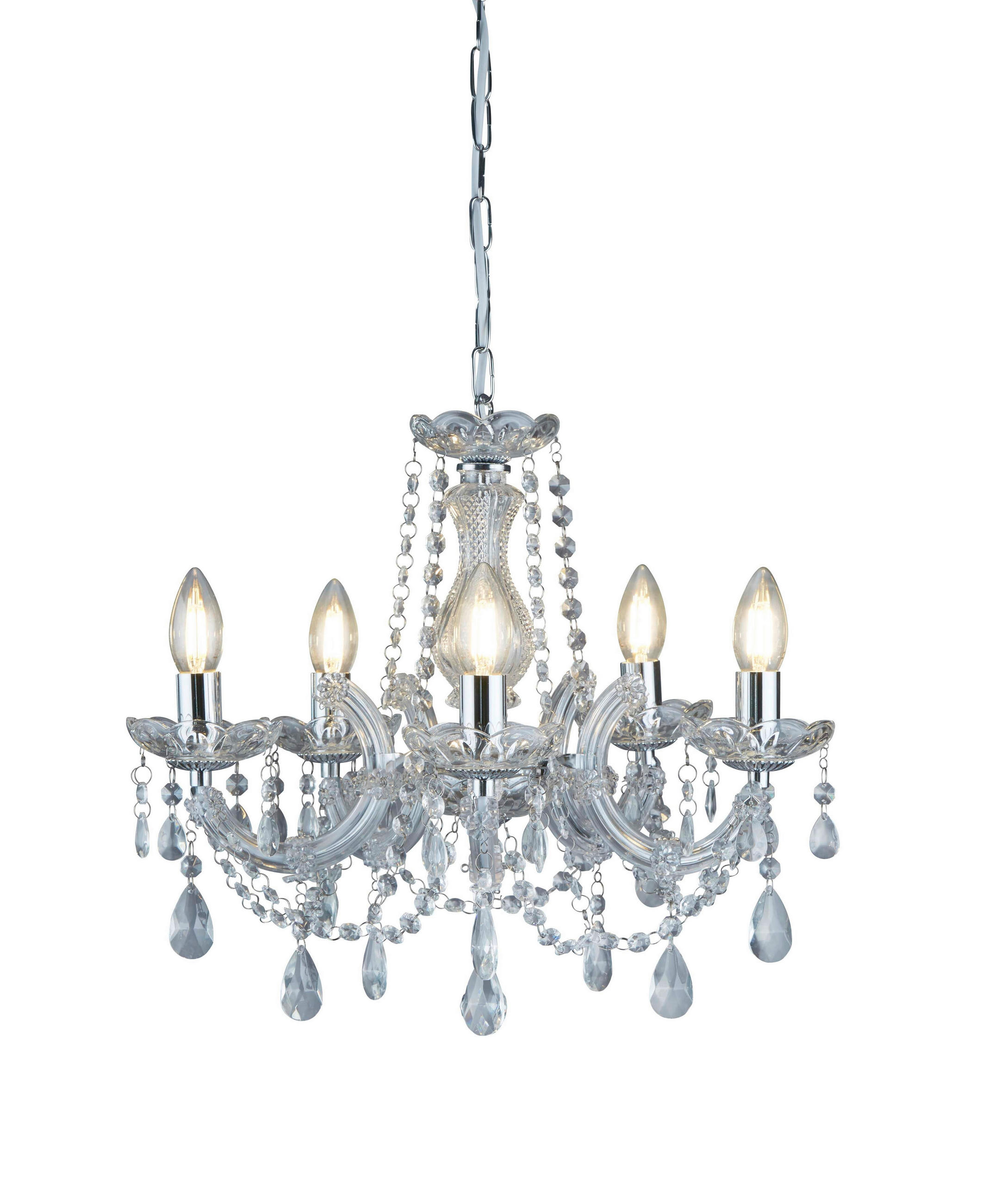 HÄNGLAMPA I KRISTALL 48/120 cm  - kromfärg, Klassisk, metall/glas (48/120cm)