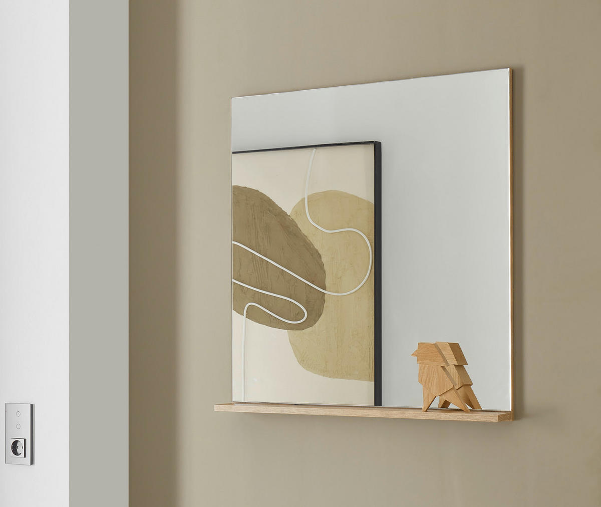 WANDSPIEGEL 80/80/10 cm  - Klar/Eichefarben, Design, Glas/Holzwerkstoff (80/80/10cm) - Modante