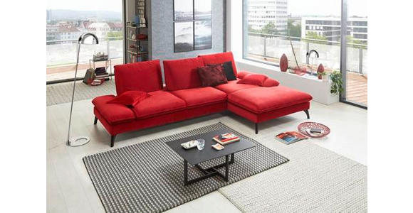 ECKSOFA Rot  - Rot/Schwarz, Design, Textil/Metall (338/176cm) - Voleo