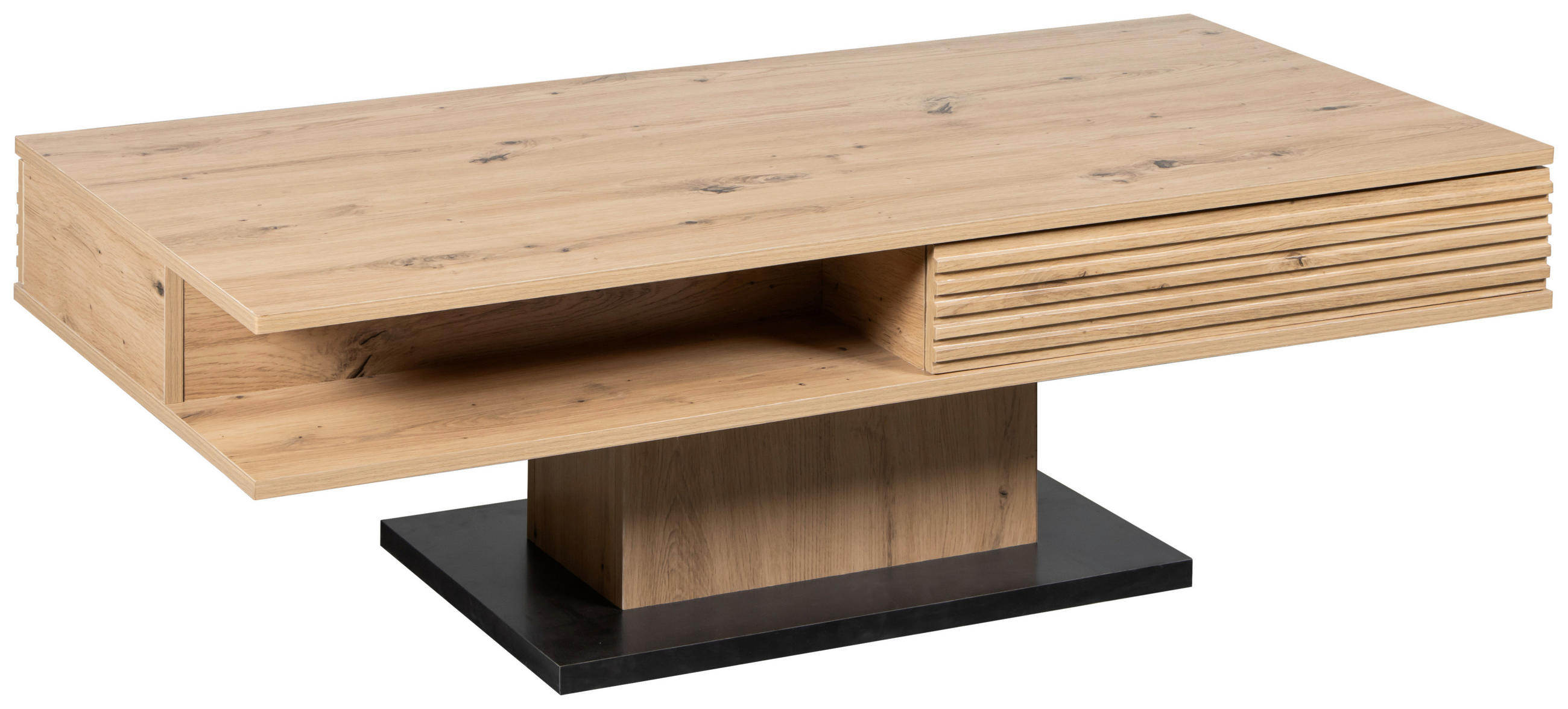 COUCHTISCH 110/60/40 cm rechteckig Schwarz, Eichefarben  - Eichefarben/Schwarz, Basics, Holzwerkstoff (110/60/40cm) - Carryhome