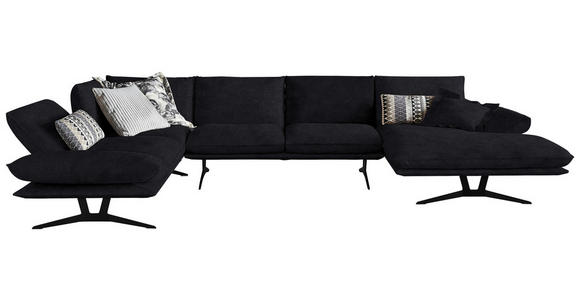 WOHNLANDSCHAFT in Echtleder Anthrazit - Anthrazit/Schwarz, Natur, Leder/Metall (217/359/155cm) - Dieter Knoll