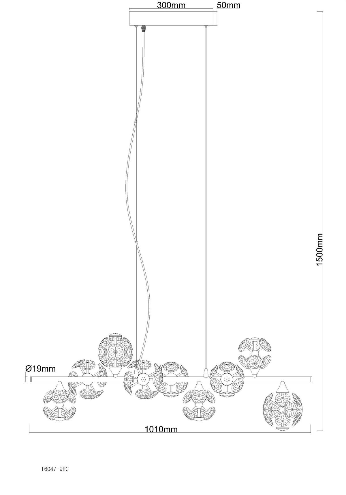 VISEČA LED-SVETILKA  VIRINA //3000 K/230 V/ - barve kroma/prozorno, Konvencionalno, kovina/steklo (86,6/36/120cm) - Globo