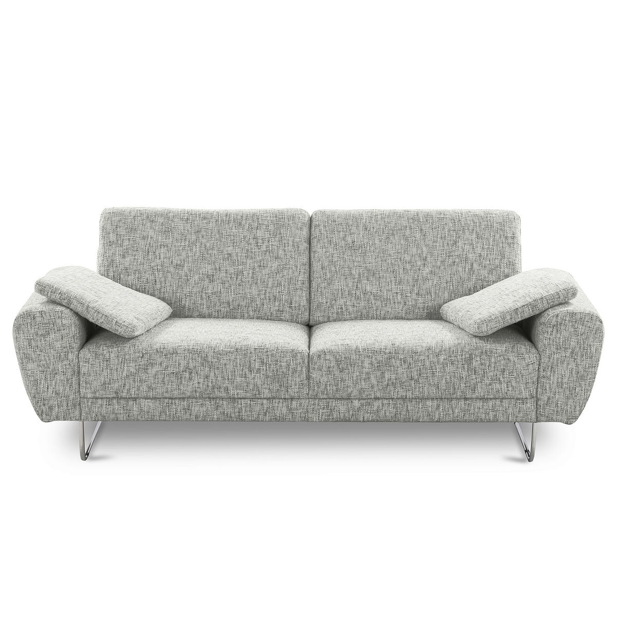 3-SITZER-SOFA SPRING in Webstoff Grau Modern  - Chromfarben/Grau, Design, Textil/Metall (187/85/92cm) - Livetastic