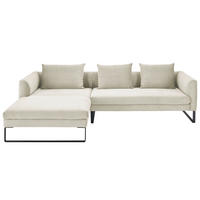 ECKSOFA Cord Creme  - Creme/Schwarz, Konventionell, Textil/Metall (178/284cm) - Hom`in
