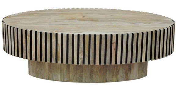 COUCHTISCH Mangoholz vollmassiv 110/60/35 cm oval Naturfarben, Schwarz  - Schwarz/Naturfarben, Design, Holz (110/60/35cm) - Ambia Home