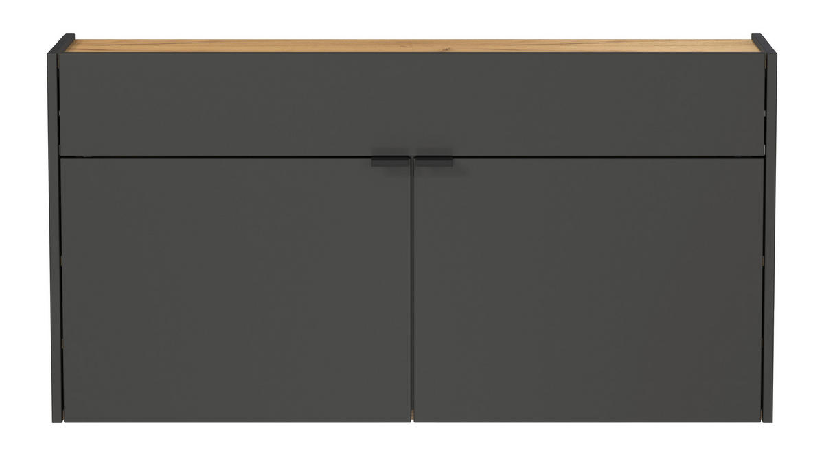 SCHUHSCHRANK GW-Ameca  in 110/57/22 cm  - Eichefarben/Schwarz, Design, Holzwerkstoff/Metall (110/57/22cm)