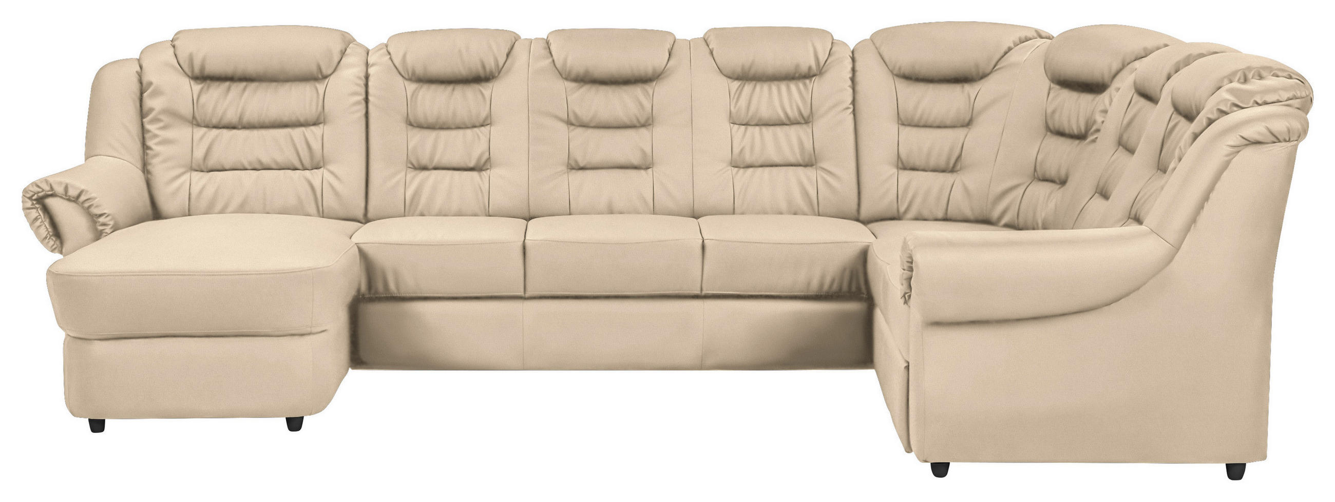 WOHNLANDSCHAFT Beige Lederlook - Beige/Schwarz, KONVENTIONELL, Kunststoff/Textil (165/333/216cm) - Livetastic