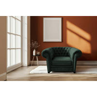 CHESTERFIELD-SESSEL - Dunkelgrün/Schwarz, KONVENTIONELL, Holz/Holzwerkstoff (91/72/92cm) - Livetastic