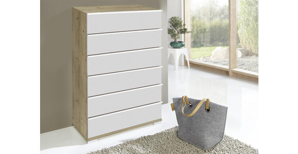 HIGHBOARD 75/120/42 cm  in Weiß, Eiche Bianco  - Chromfarben/Eiche Bianco, Basics, Glas/Holzwerkstoff (75/120/42cm) - Venda