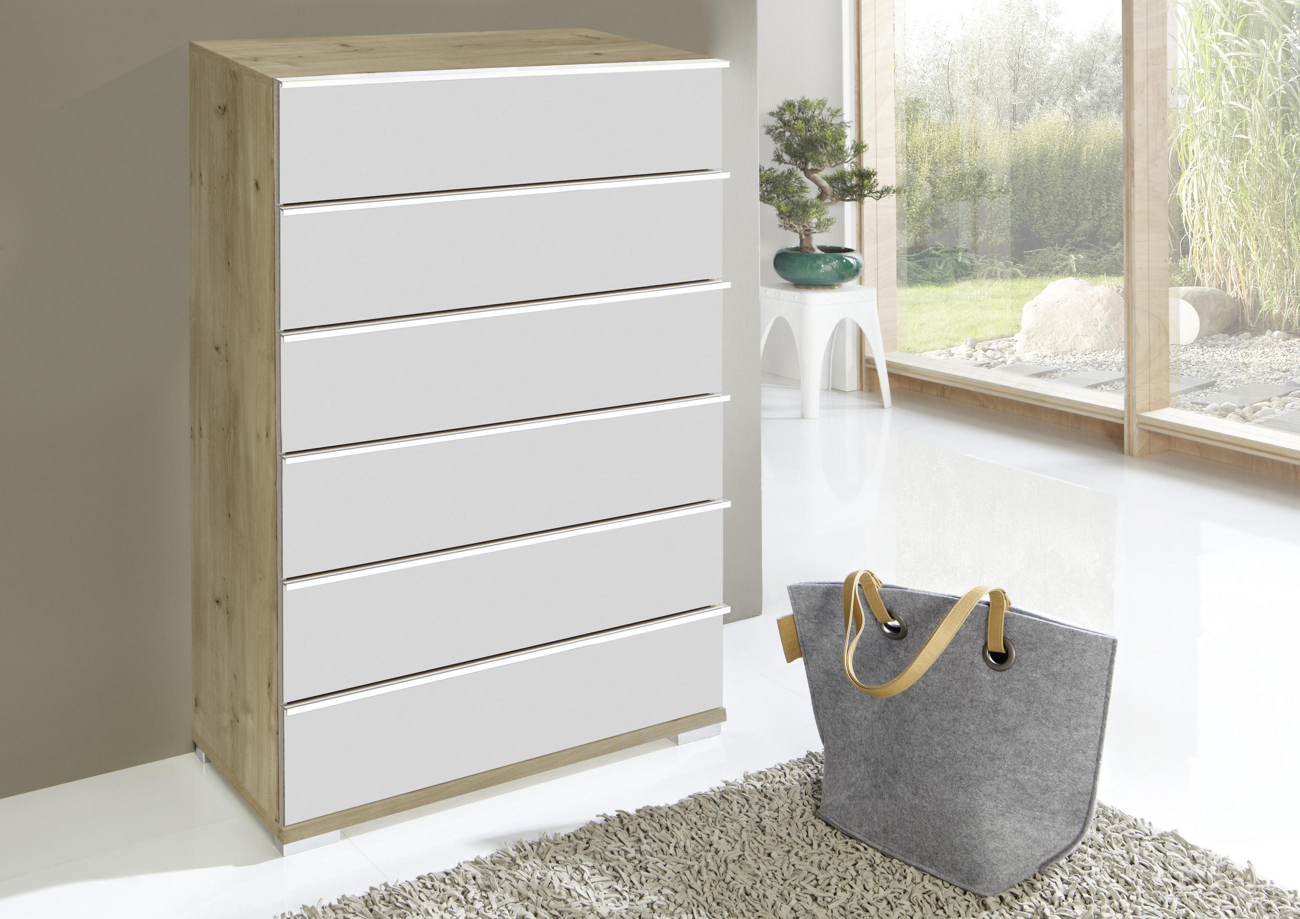 HIGHBOARD  in 75/120/42 cm  - Chromfarben/Weiss, Basics, Glas/Holzwerkstoff (75/120/42cm) - Venda