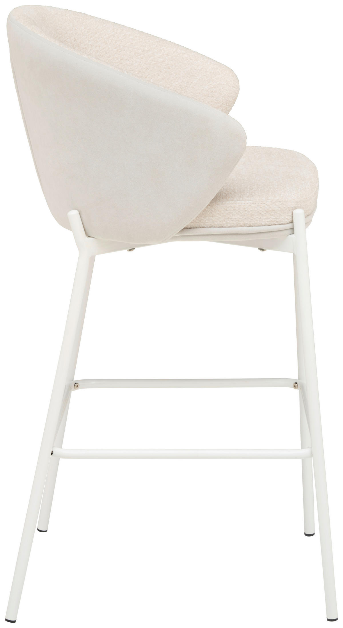 BARHOCKER Samt Weiß Eisen  - Schwarz/Weiß, MODERN, Textil/Metall (53,5/101/54cm) - MID.YOU