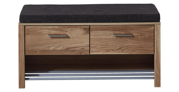 GARDEROBENBANK 93/48/38 cm - Edelstahlfarben/Eichefarben, Natur, Holz/Holzwerkstoff (93/48/38cm) - Voleo