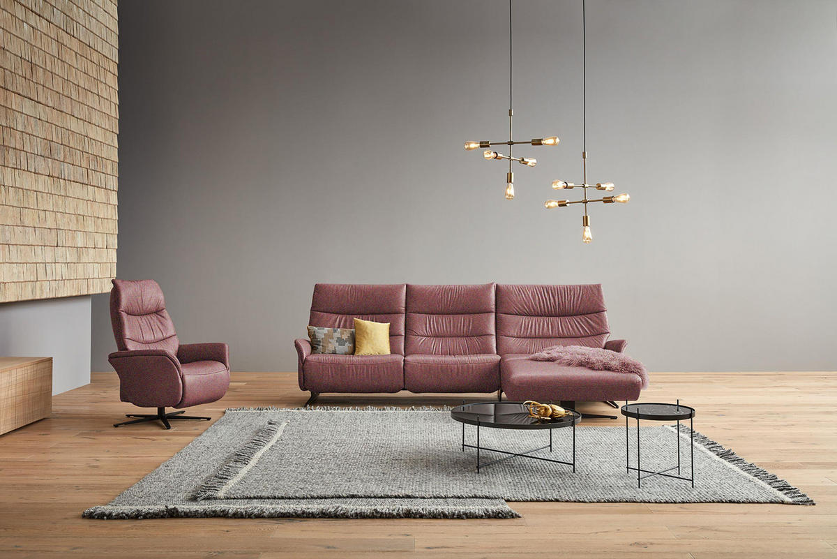 SEDEŽNA GARNITURA, struktura  - roza/barve nerjavečega jekla, Moderno, kovina/tekstil (297/166cm) - Himolla