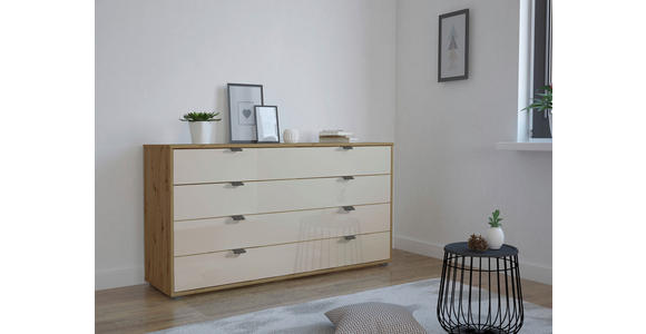 SIDEBOARD 141/70/43 cm  - Schieferfarben/Eiche Bianco, KONVENTIONELL, Glas/Holzwerkstoff (141/70/43cm) - Dieter Knoll