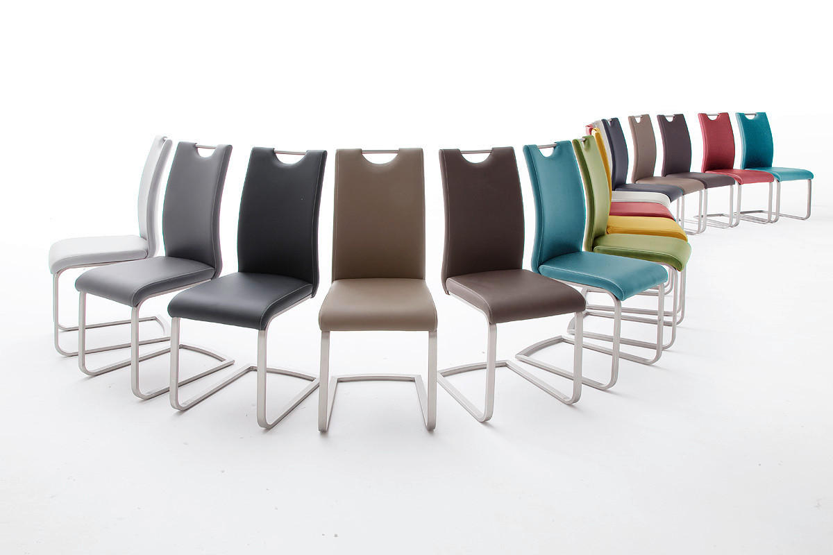 SCHWINGSTUHL  in Edelstahl Lederlook  - Edelstahlfarben/Creme, Design, Textil/Metall (42/103/55cm) - Novel