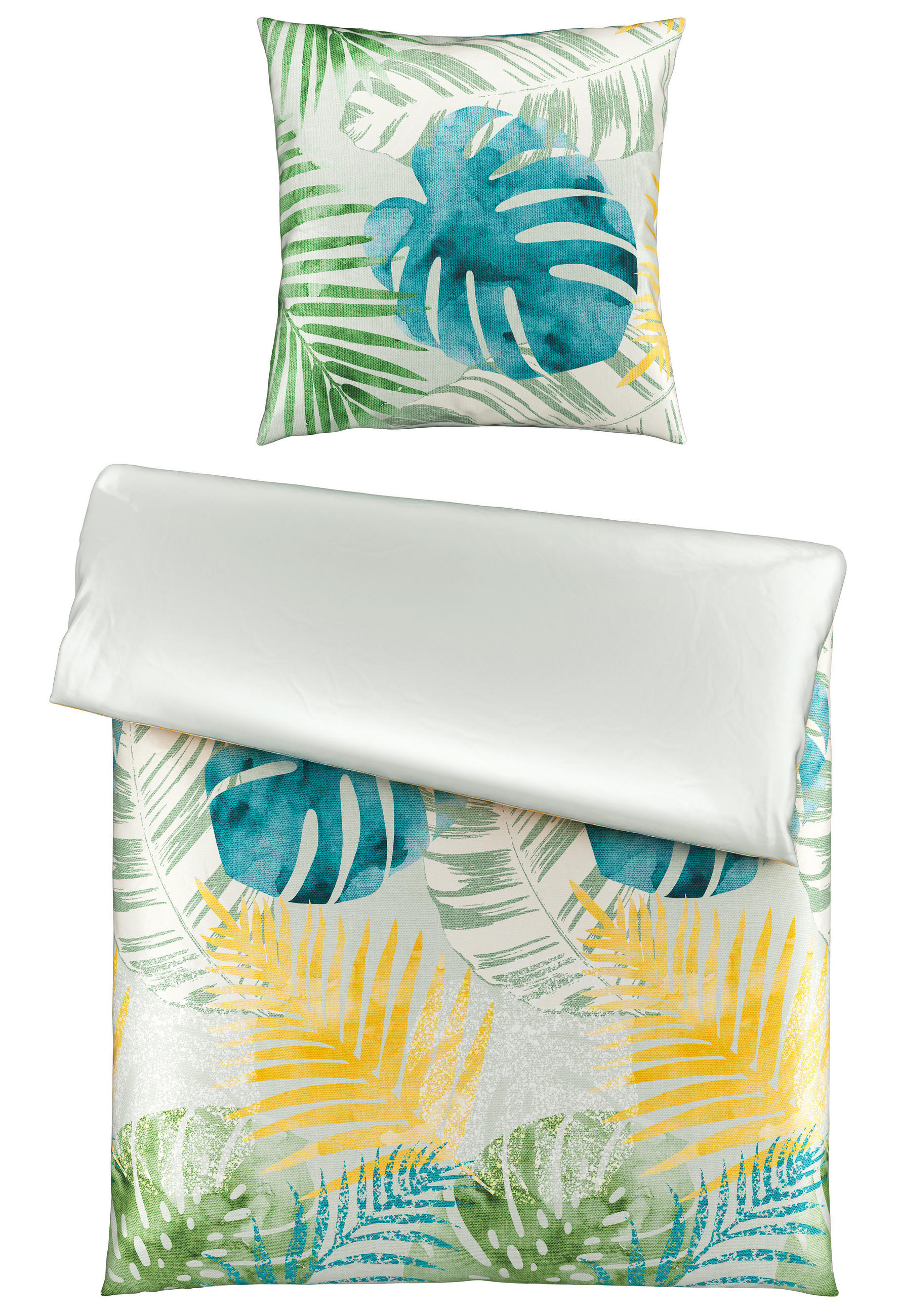 WENDEBETTWÄSCHE Botanic Satin 135/200 cm  - Grün, KONVENTIONELL, Textil (135/200cm) - Esposa