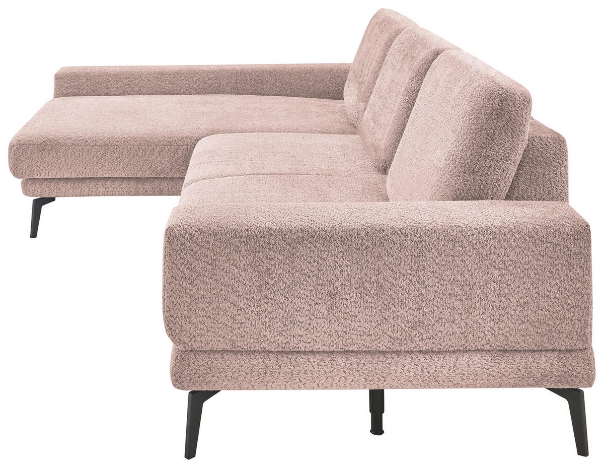 ECKSOFA Rosa Chenille  - Schwarz/Rosa, KONVENTIONELL, Textil/Metall (184/294cm) - SetOne by Musterring