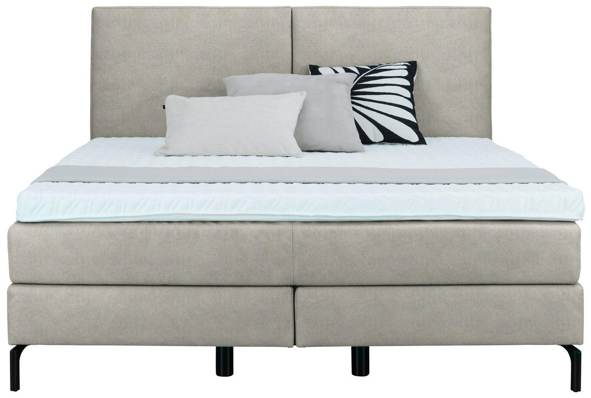 BOXSPRINGBETT 180/200 cm  in Beige  - Beige/Schwarz, KONVENTIONELL, Textil/Metall (180/200cm) - Dieter Knoll