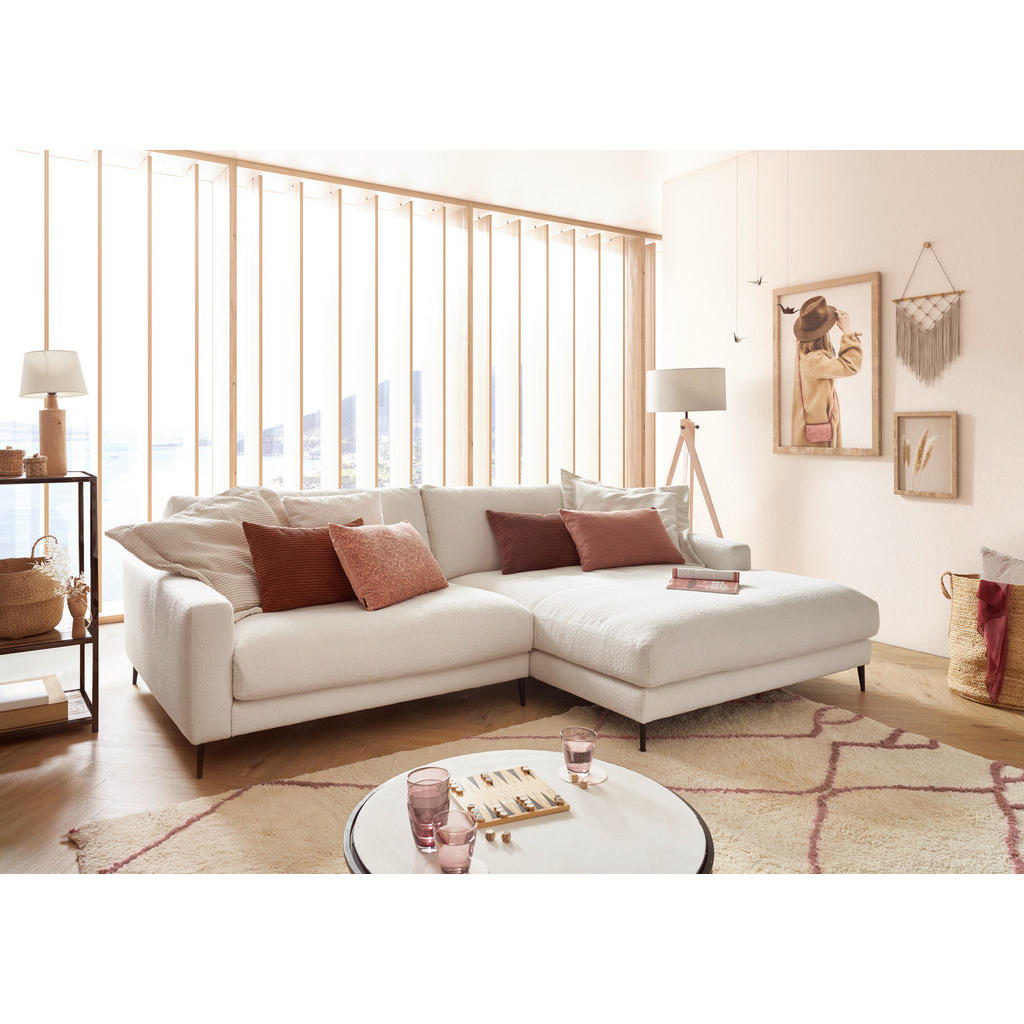 Thumbnail - Pure Home Lifestyle Ecksofa, Weiß, Textil, 4-Sitzer, Ottomane rechts, L-Form, 272x190 cm, Goldenes M, Dgm, Typenauswahl,...