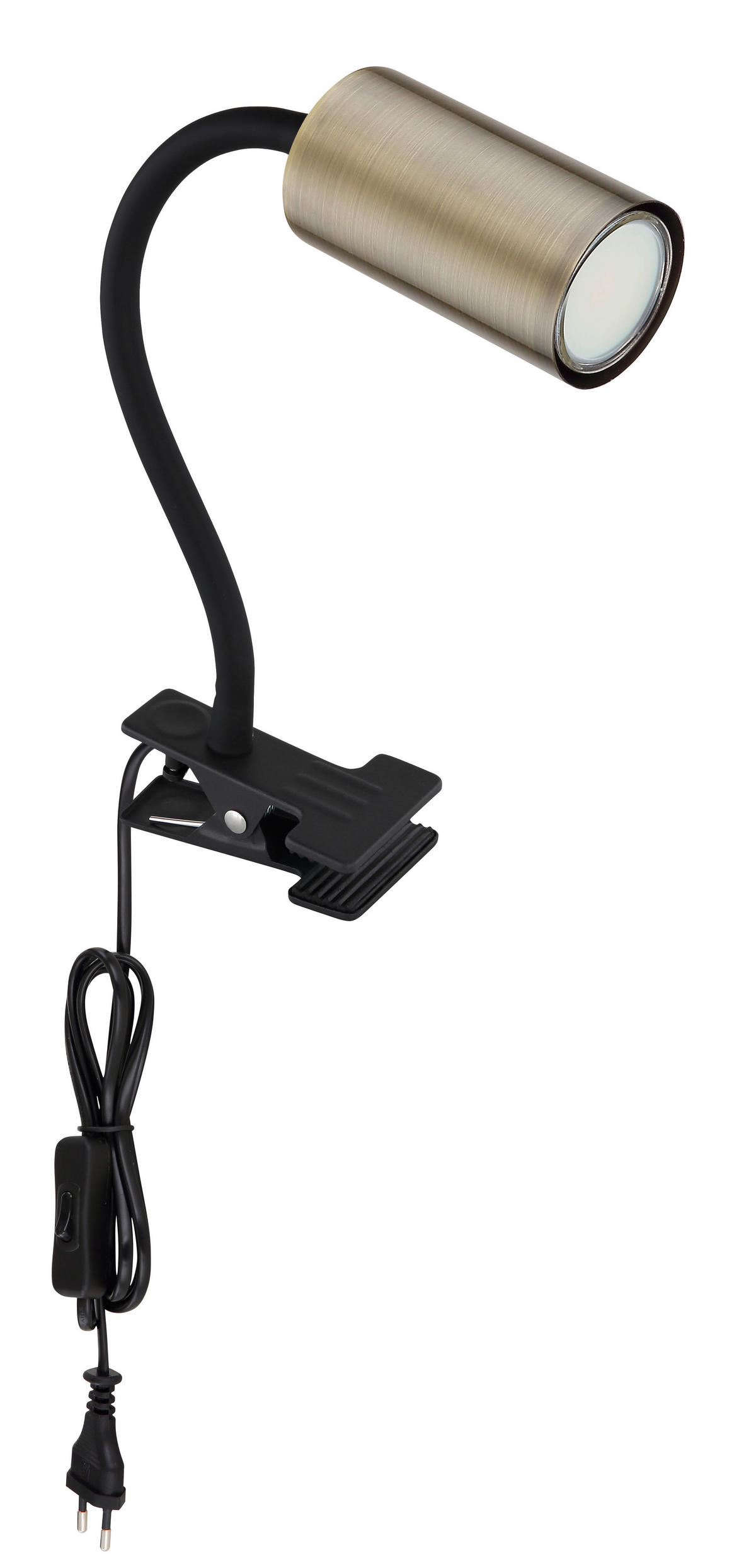 LAMPA SO ŠTIPCOM, GU10, 10/5,5/41,5 cm - čierna/mosadzná, Basics, kov/plast (10/5,5/41,5cm) - Globo