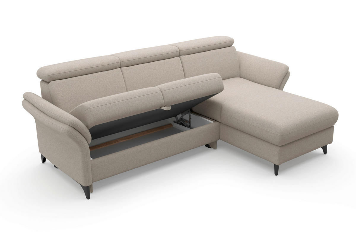 ECKSOFA Flachgewebe Taupe  - Taupe/Schwarz, Konventionell, Textil/Metall (253/166cm) - Sit & More