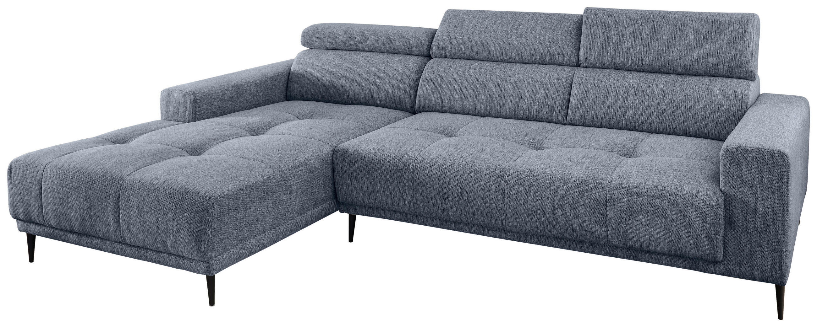 ECKSOFA Hellblau Chenille  - Schwarz/Hellblau, KONVENTIONELL, Textil/Metall (188/276cm) - Livetastic