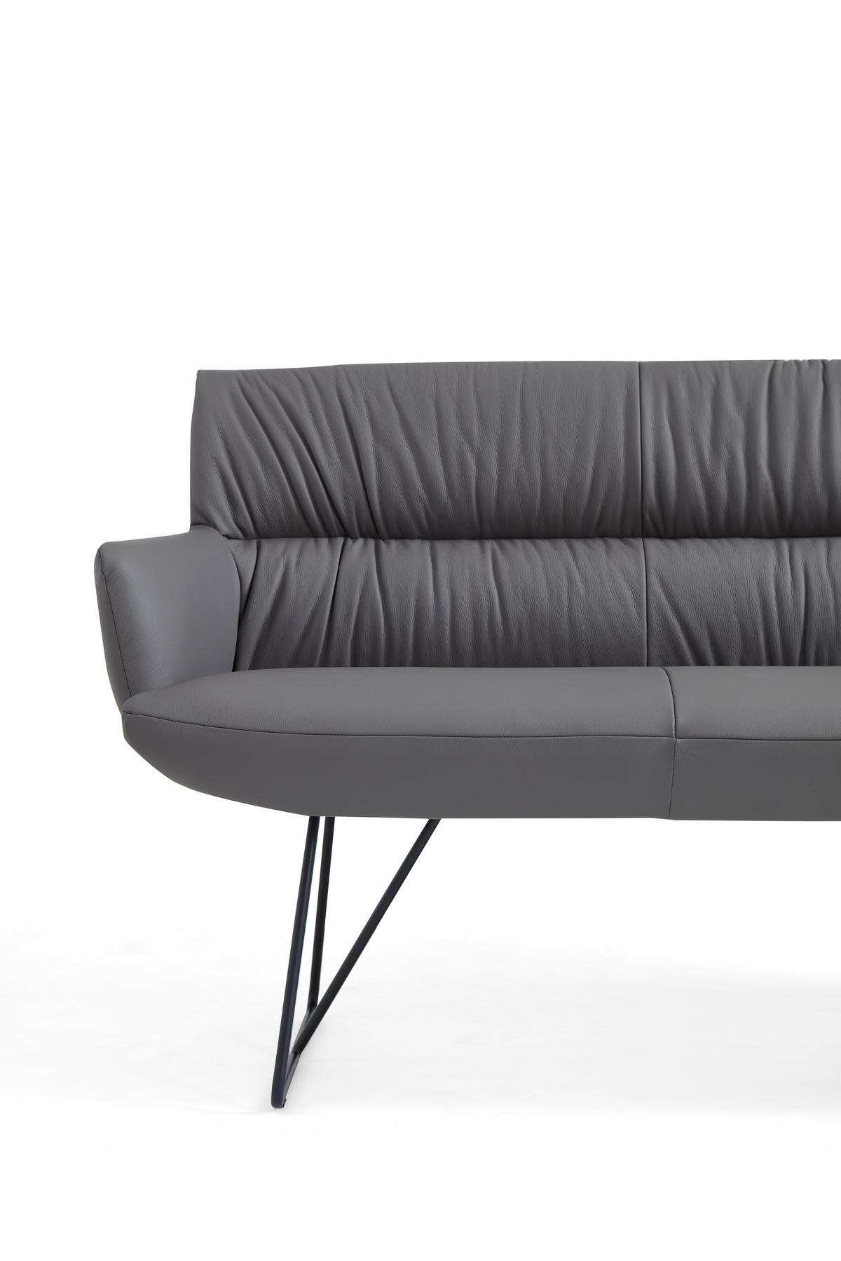 SITZBANK 200/89/66 cm Echtleder Anthrazit, Schwarz  - Anthrazit/Schwarz, Design, Leder/Metall (200/89/66cm) - Dieter Knoll