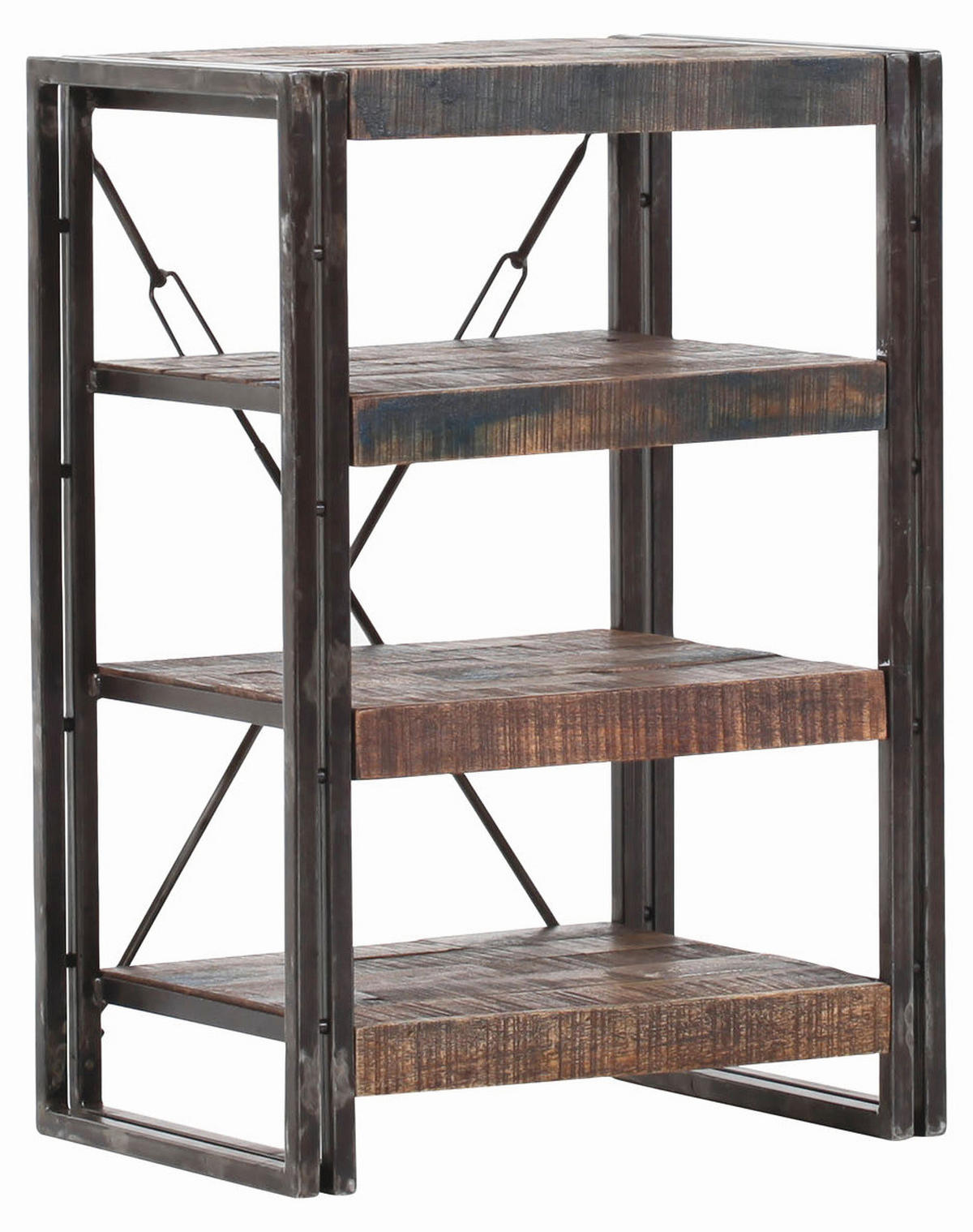 REGAL Mangoholz massiv Braun  - Braun, Design, Holz/Metall (55/80/40cm)