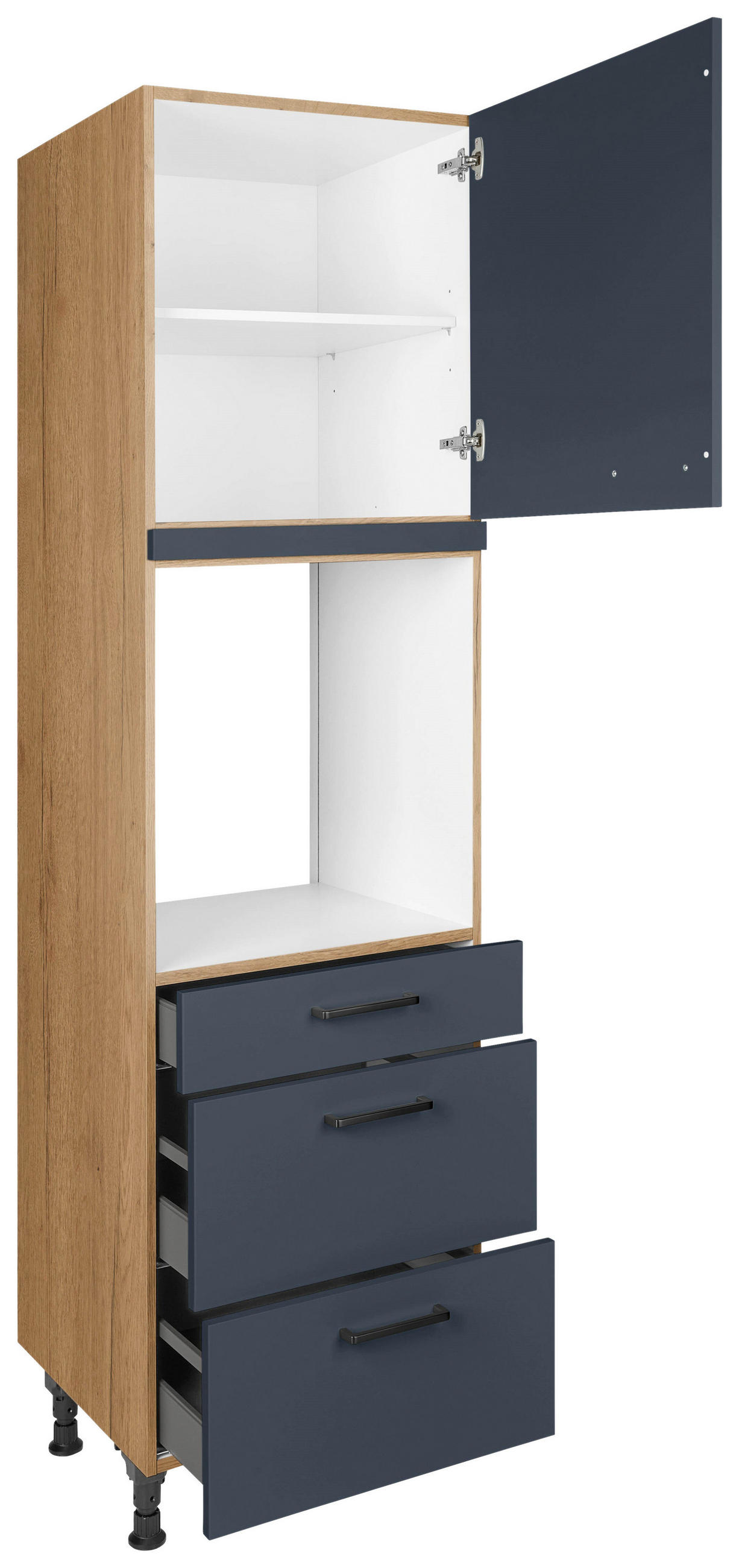 GERÄTEUMBAUSCHRANK 60/216,6/58 cm  in Blau, Eichefarben  - Blau/Eichefarben, MODERN, Holzwerkstoff/Metall (60/216,6/58cm) - Nobilia