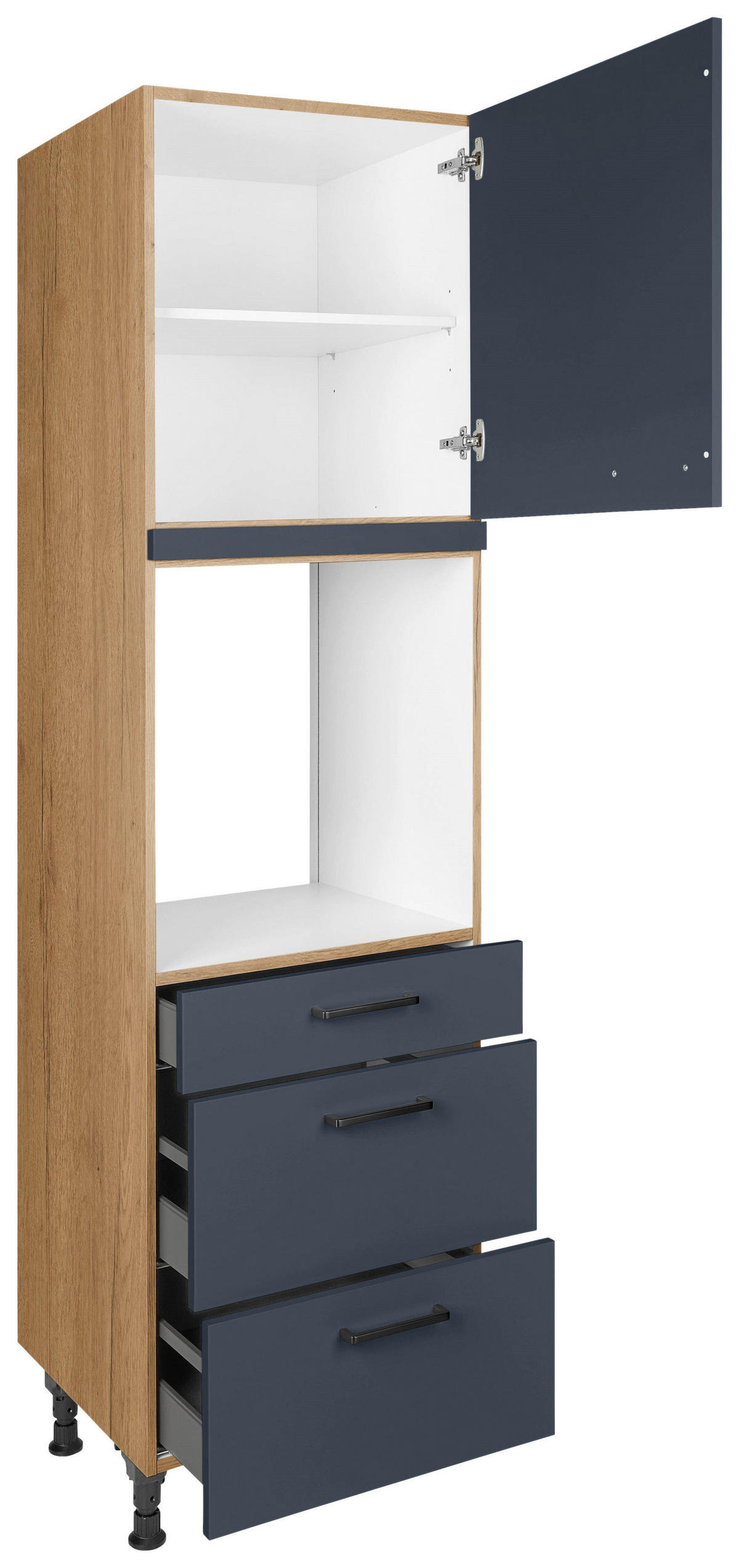 GERÄTEUMBAUSCHRANK 60/216,6/58 cm  in Blau, Eichefarben  - Blau/Eichefarben, MODERN, Holzwerkstoff/Metall (60/216,6/58cm) - Nobilia