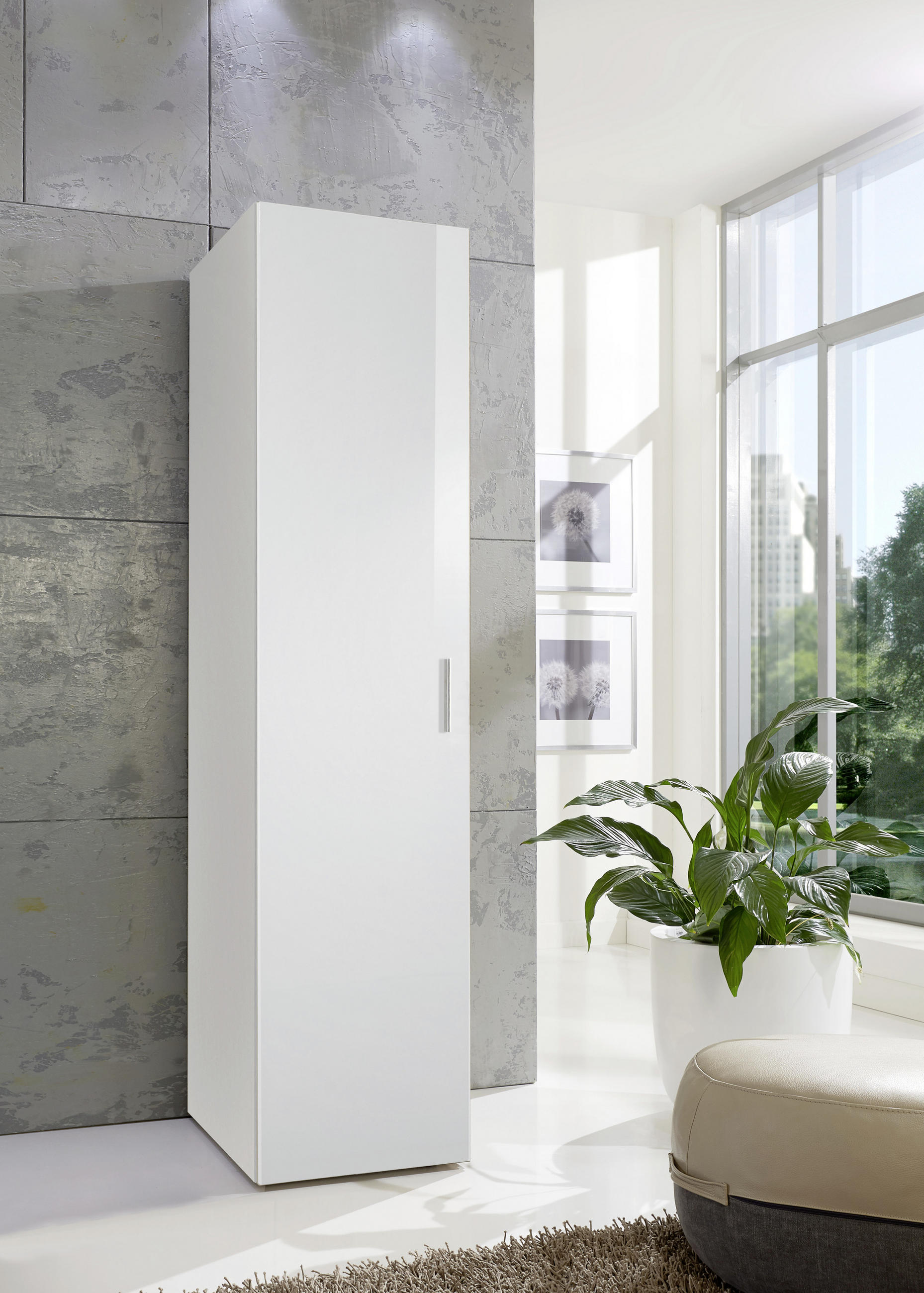 SCHRANK Weiß - Chromfarben/Weiß, KONVENTIONELL, Holzwerkstoff/Kunststoff (50/185/54cm) - Xora