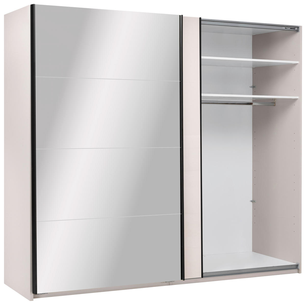 SCHIEBETÜRENSCHRANK 250/210/62 cm 2-türig  - Kaschmir/Schwarz, MODERN, Holzwerkstoff/Metall (250/210/62cm) - MID.YOU