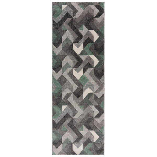 WEBTEPPICH 80/230 cm AURORA Grün, Grau  - Grau/Grün, KONVENTIONELL, Textil (80/230cm)