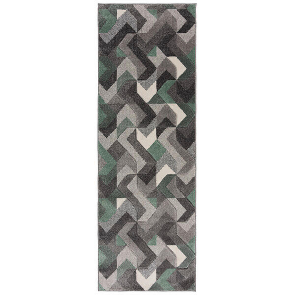 WEBTEPPICH 80/230 cm AURORA Grün, Grau  - Grau/Grün, KONVENTIONELL, Textil (80/230cm)