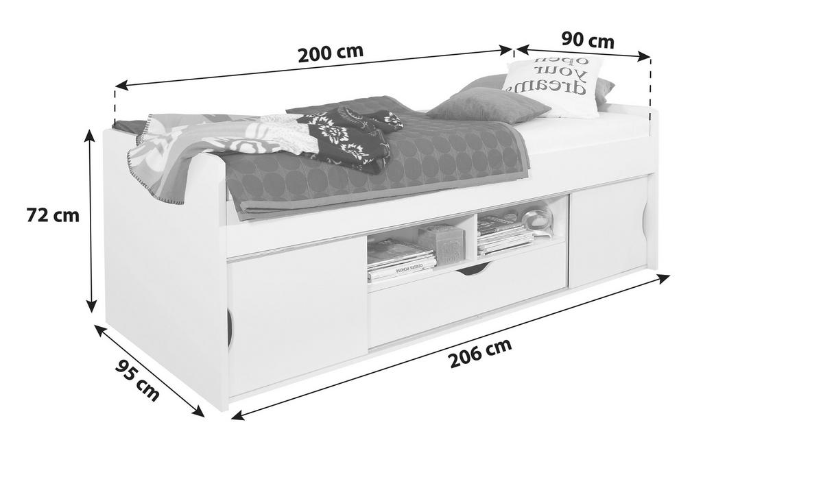 POSTEĽ S ÚLOŽNÝM PRIESTOROM, 90/200 cm biela - biela, Modern, kompozitné drevo (90/200cm) - MID.YOU