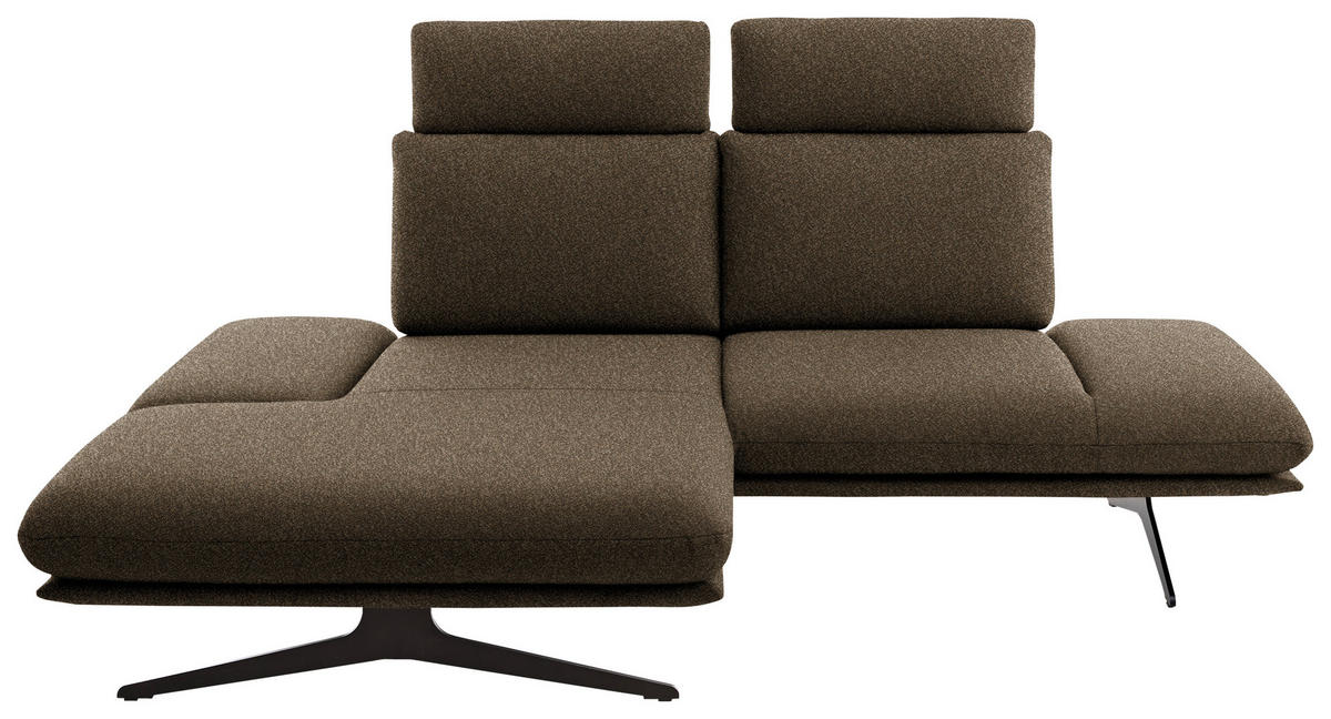 ECKSOFA Flachgewebe Dunkelbraun  - Dunkelbraun/Schwarz, Design, Textil/Metall (155/234cm) - Dieter Knoll