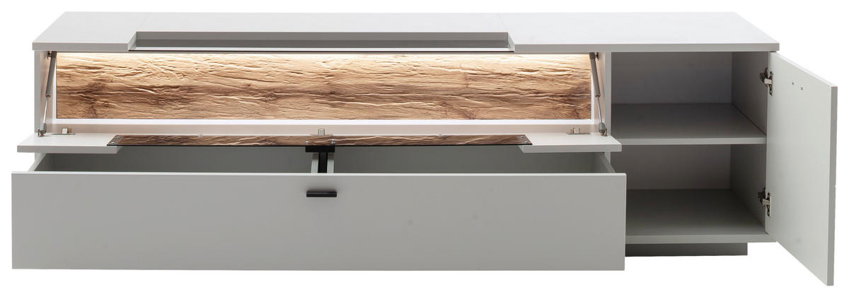 LOWBOARD Weiß, Eichefarben  195/60/50 cm  - Eichefarben/Anthrazit, Design, Glas/Holzwerkstoff (195/60/50cm) - Stylife