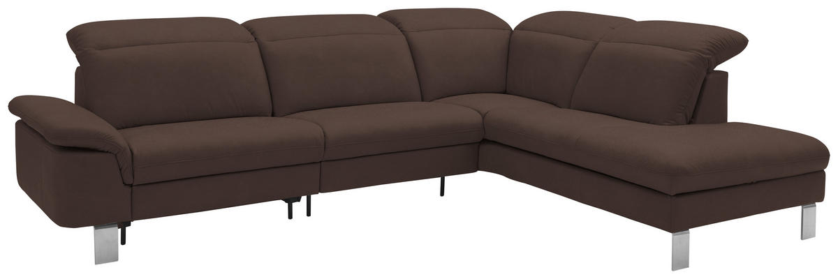 ECKSOFA in Echtleder Dunkelbraun  309/233 cm  - Edelstahlfarben/Dunkelbraun, Design, Leder/Metall (309/233cm) - Dieter Knoll