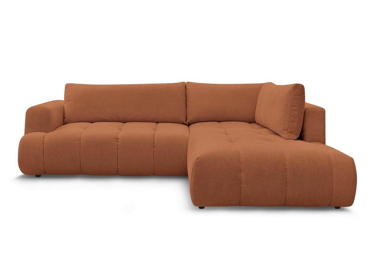 ECKSCHLAFSOFA FUJI Leinenoptik Orange  inkl.  - Schwarz/Orange, MODERN, Kunststoff/Textil (282/204cm)