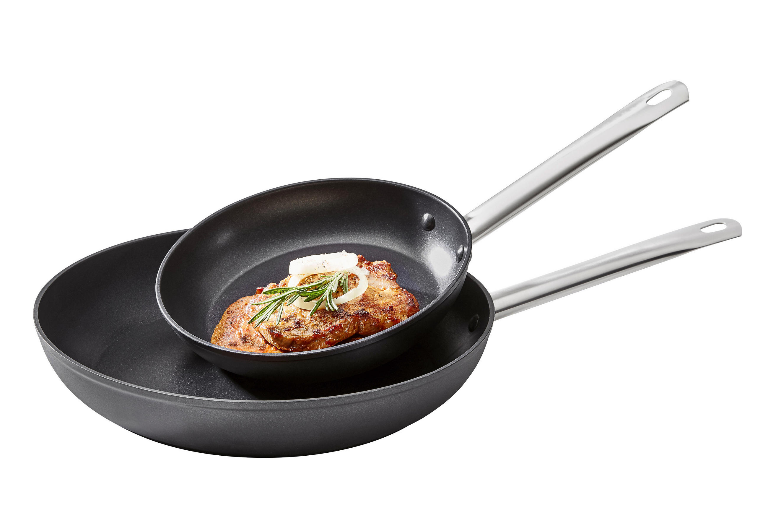 SADA PÁNVÍ, 20+28 cm, nepřilnavý povrch Greblon®, 2dílné - černá/barvy nerez oceli, Konvenční, kov (20+28cm) - Homeware Profession.
