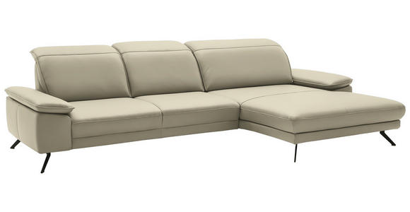 ECKSOFA in Echtleder Naturfarben 332/193 cm - Schwarz/Naturfarben, Design, Leder/Metall (332/193cm) - Dieter Knoll