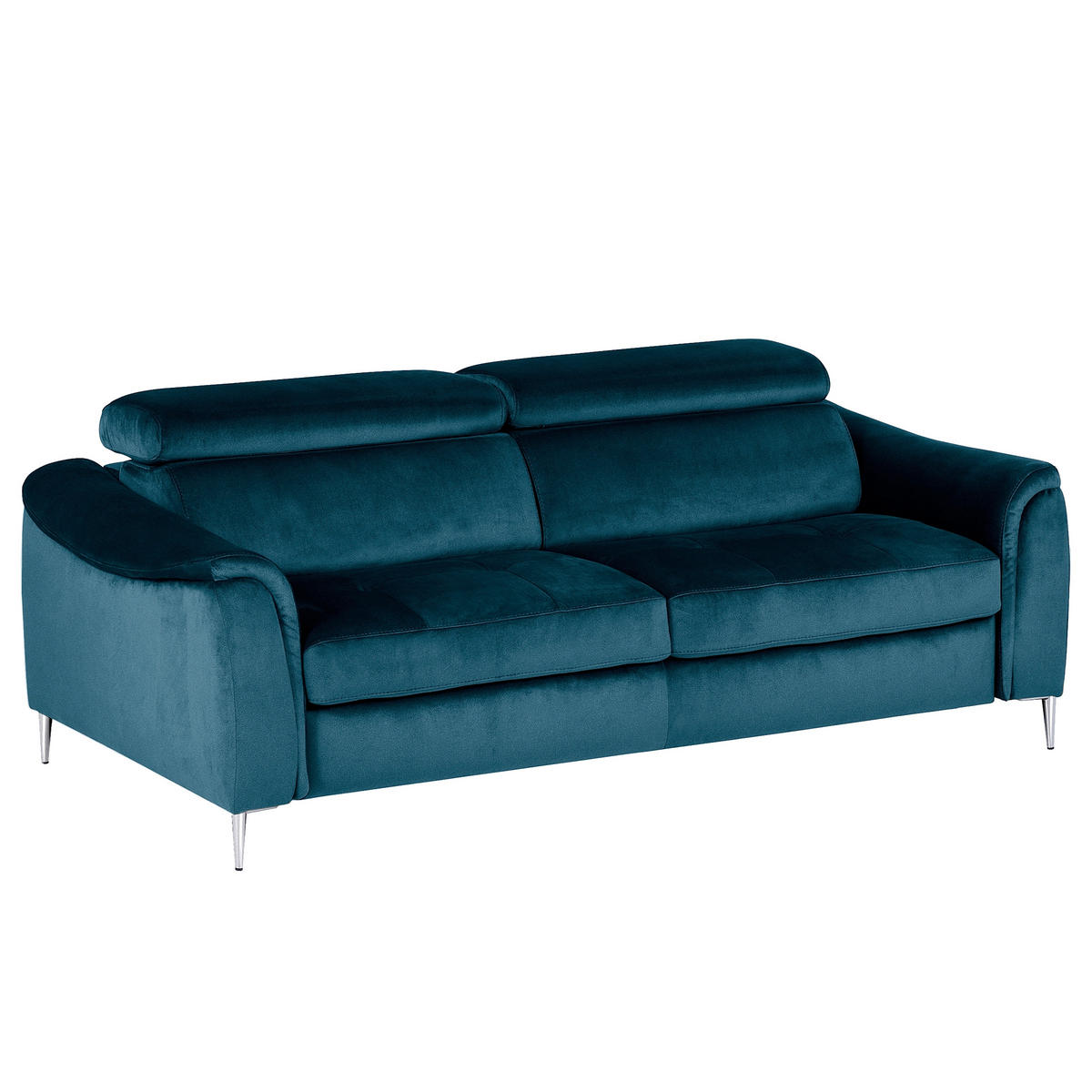 SCHLAFSOFA Samt Dunkelblau  - Chromfarben/Dunkelblau, Design, Textil/Metall (203/77-98/103cm) - MID.YOU