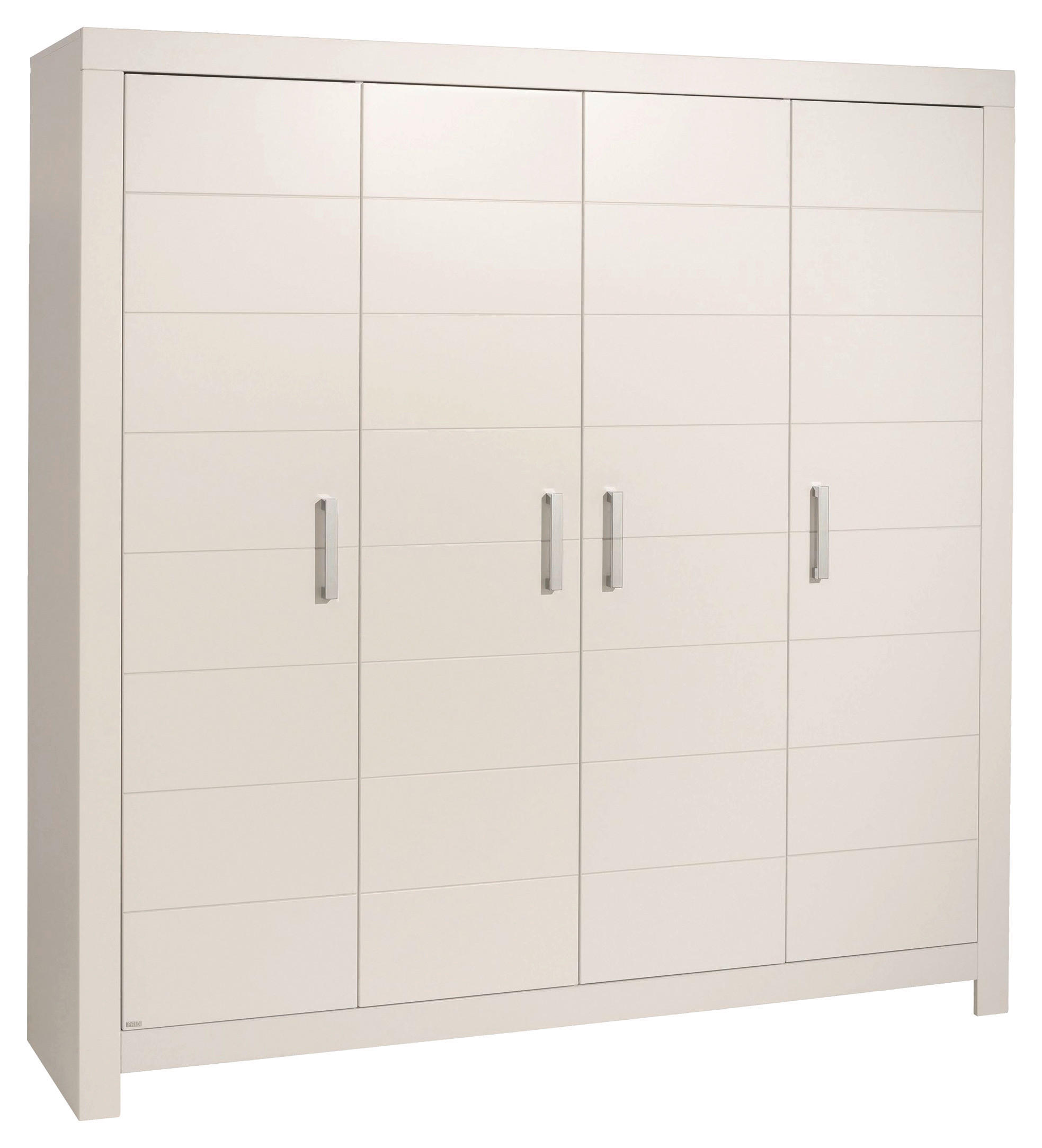 KLEIDERSCHRANK 4-türig Weiß  - Chromfarben/Weiß, Design, Holzwerkstoff/Metall (203,6/205,3/55,3cm) - Paidi