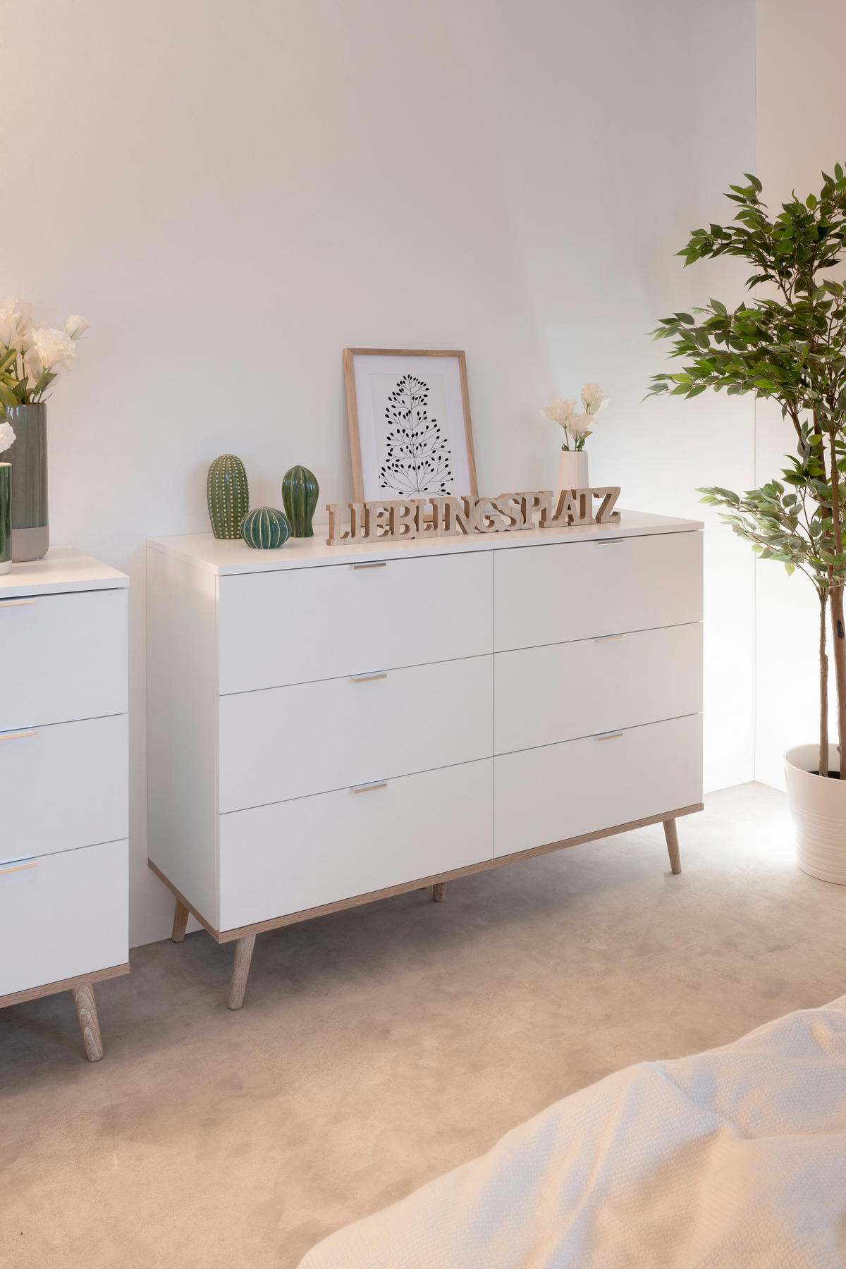 KOMMODE 120/87/40 cm Weiss, Sonoma Eiche  - Weiss/Silberfarben, Konventionell, Holz/Holzwerkstoff (120/87/40cm) - MID.YOU
