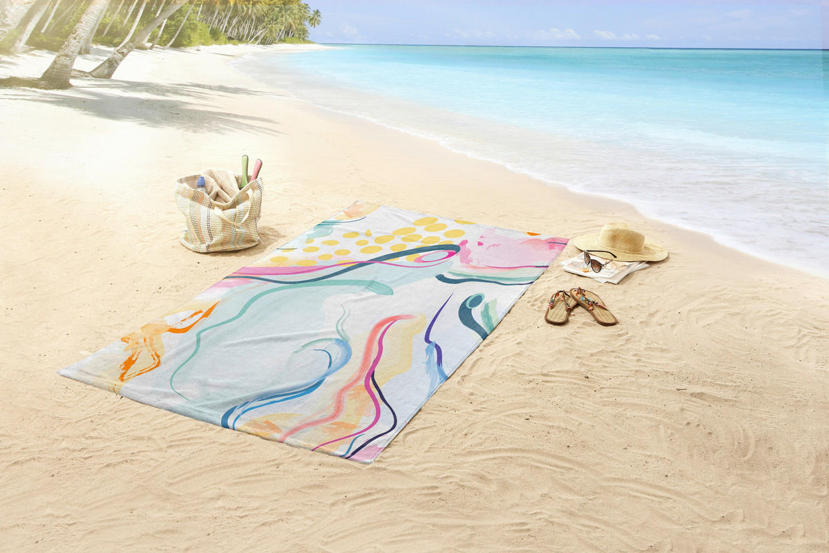 STRANDTUCH Good Morning Multicolor, Weiß, Hellblau, Hellrosa 100/180 cm  - Hellrosa/Multicolor, Basics, Textil (100/180cm)