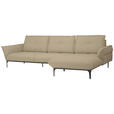 ECKSOFA in Echtleder Beige  - Beige/Schwarz, Design, Leder/Metall (319/182cm) - Valnatura