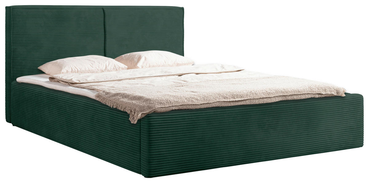 PAT TAPIțAT 180/200 cm  in verde închis  - verde închis/negru, Modern, lemn/metal (180/200cm) - MID.YOU