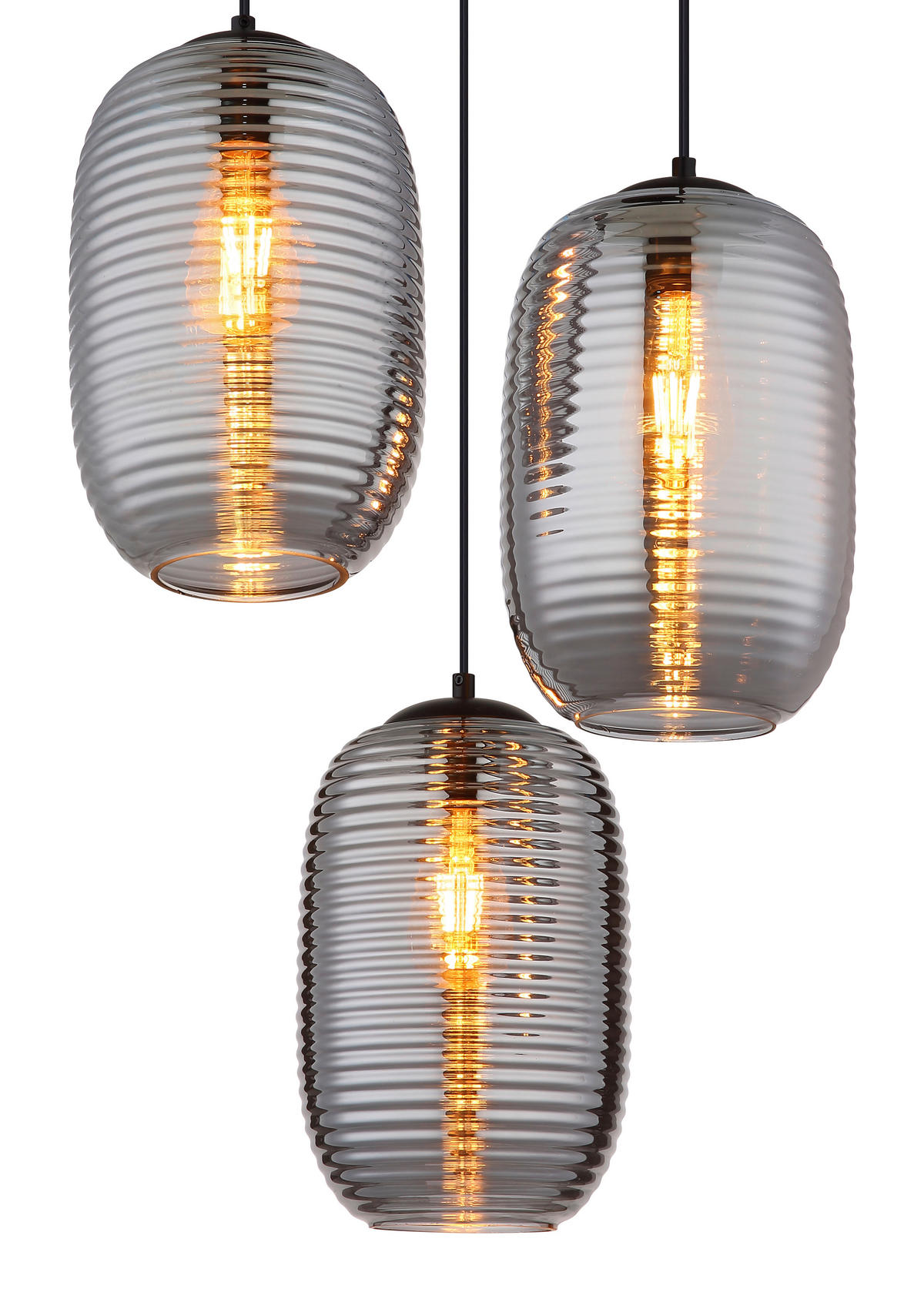 HÄNGELEUCHTE 47/120 cm    - Schwarz/Grau, Basics, Glas/Kunststoff (47/120cm) - Globo