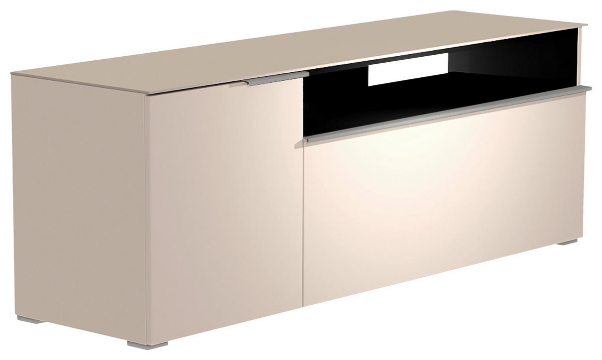 LOWBOARD Alufarben, Sandfarben  160/58/45 cm  - Sandfarben/Alufarben, Design, Glas/Holzwerkstoff (160/58/45cm) - Moderano