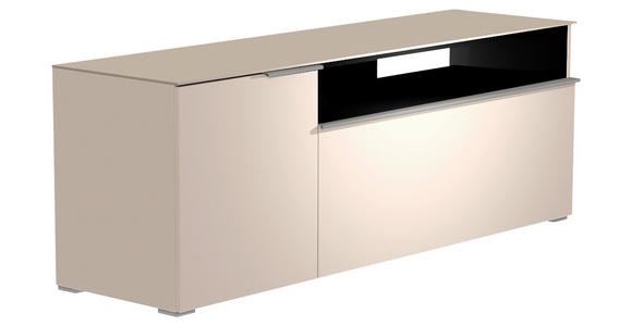 LOWBOARD Alufarben, Sandfarben  160/58/45 cm  - Sandfarben/Alufarben, Design, Glas/Holzwerkstoff (160/58/45cm) - Moderano